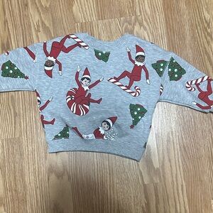 Festive Elf Kids Sweatshirt - Gray and Red